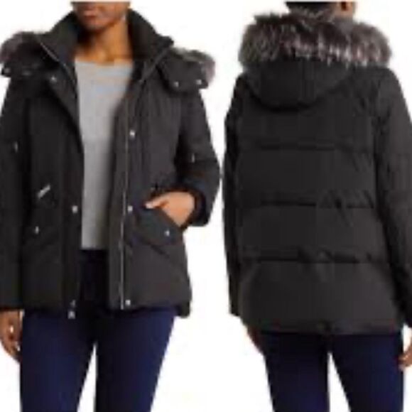 Andrew Marc Daphne Puffer Dawn Removable Hood Faux Fur Trim Jacket Coat Parka XS - Picture 2 of 15